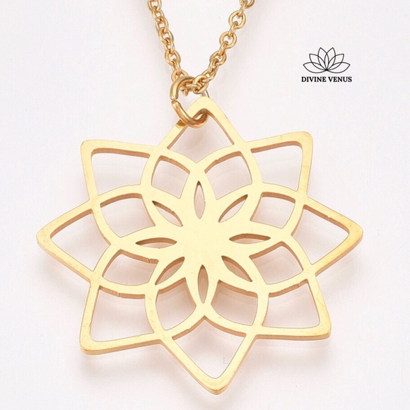 Lotus Necklace | Gold Plated Stainless Steel - Picture 3 of 5